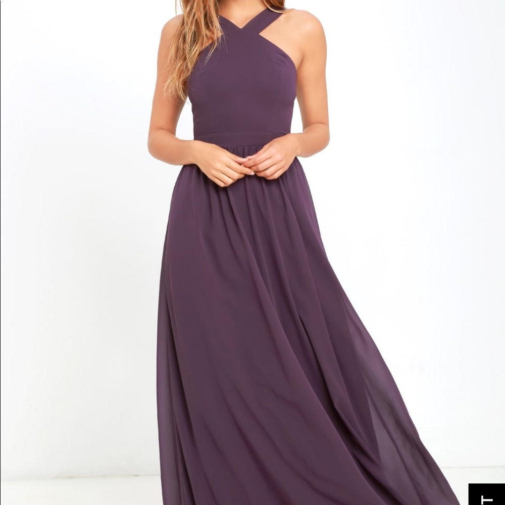 LuLu’s floor length purple bridesmaid dress